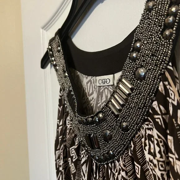 Cato-Small maxi Dress-embellished neck line, beads - Picture 8 of 11